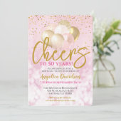 50 Jahre 50. Geburtstag glamourös Einladung (Stehend Vorderseite)