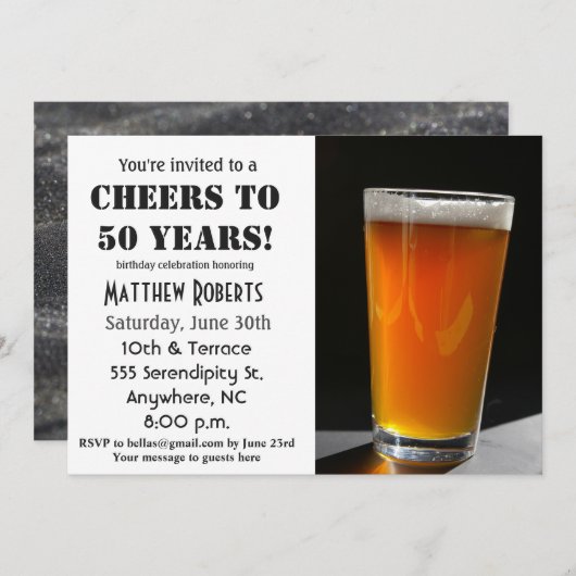 50 Jahre 50. Geburtstagsfeier Einladung (Vorne/Hinten)
