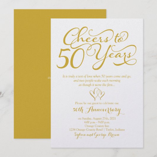 50 Jahre 50. Hochzeitstag Einladung (Vorne/Hinten)