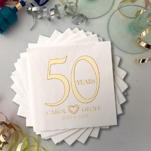 50 Jahre 50. Hochzeitstag Name datiert Herz Servietten Mit Folie