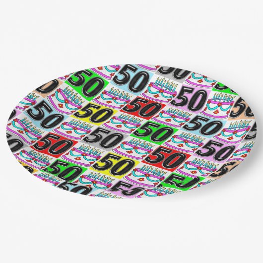 50 JAHRE ALT FEIERN PAPPTELLER (Schrägansicht)