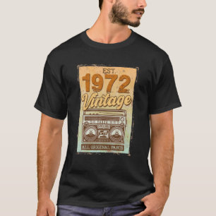 50 Jahre alte Geburtstagsdekorationen 1972 Kassett T-Shirt