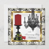 50 Jahre alte Kerzenleuchter-Rote Rose Einladung (Vorderseite)