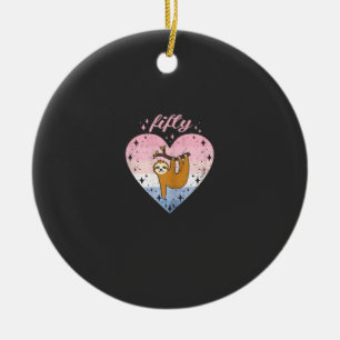 50 Jahre alte süße Faultier-Geburtstags-Girl 50. B Keramik Ornament