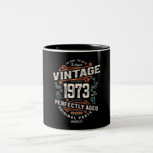 50 Jahre alte Vintage 1973 Mann Mythos Legende Zweifarbige Tasse