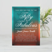 50 Jahre Aquamariner Geburtstag Einladung (Stehend Vorderseite)