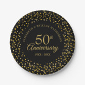 50 Jahre Black Gold Liebe Hört Confetti Pappteller (Vorderseite)