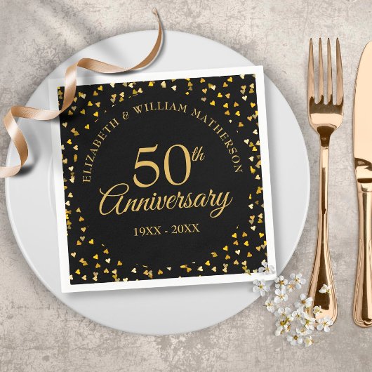 50 Jahre Black Gold Liebe Hört Confetti Serviette