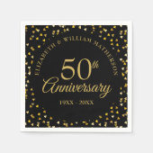 50 Jahre Black Gold Liebe Hört Confetti Serviette (Vorderseite)