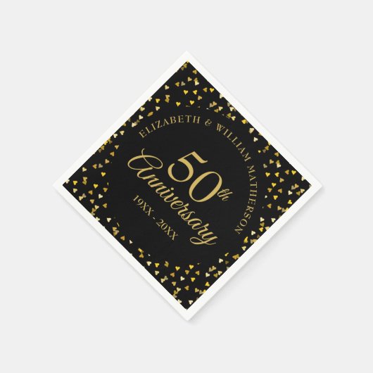 50 Jahre Black Gold Liebe Hört Confetti Serviette (Ecke)