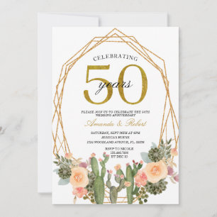 50 Jahre Blumenkaktus Goldener Hochzeitstag Einladung