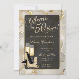 50 Jahre Champagner und Black Birthday Einladung