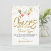 50 Jahre Cheers Cocktails Dankeskarte (Stehend Vorderseite)