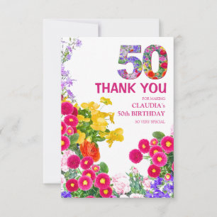 50 Jahre Elegant Garden Floral - 50. Geburtstag Dankeskarte