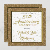 50 Jahre Elegant Gold Einladung (Vorne/Hinten)