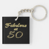 50 Jahre Fabelhaft mit 50 Gold Typografy Age 50 Schlüsselanhänger (Rückseite)