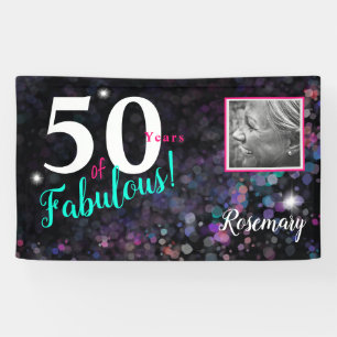 50 Jahre fabelhafter, eleganter schwarzer Glitzer Banner