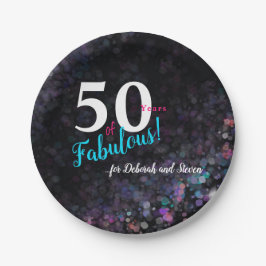 50 Jahre fabelhaftes Rosa, rutschiger, aquamariner Pappteller