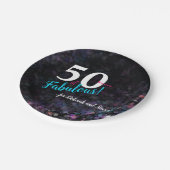 50 Jahre fabelhaftes Rosa, rutschiger, aquamariner Pappteller (Schrägansicht)