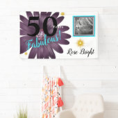 50 Jahre Fabulous, lila Sommerzeit auf Weiß Banner (Insitu)