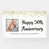 50 Jahre Foto Gold Confetti Banner (Horizontal)
