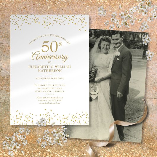50 Jahre Foto Goldstaub für Hochzeiten Einladung