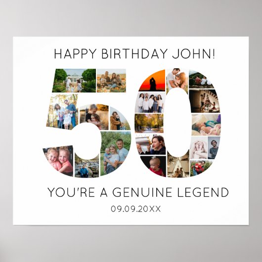 50 Jahre FotoCollage Geburtstag, Party Poster (Vorne)