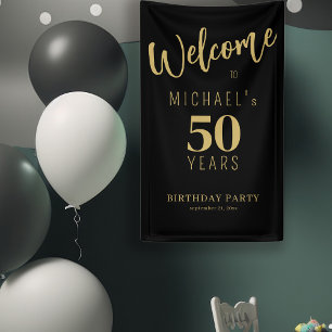 50 Jahre Geburtsname personalisiertes schwarzes Go Banner