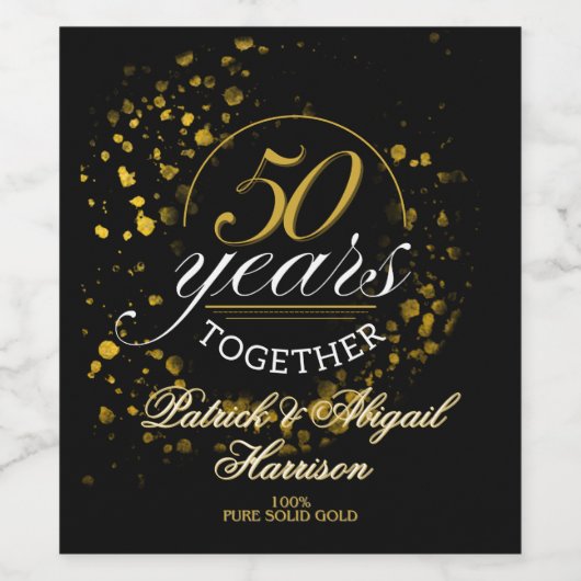 50 Jahre gemeinsam Goldenes Hochzeitsszenario-Part Weinetikett (Einzelnes Label)