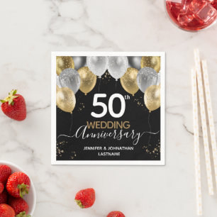 50 Jahre Gold Balloons Napkins Serviette