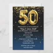 50 Jahre Gold Balloons und Confetti Einladung (Vorderseite)