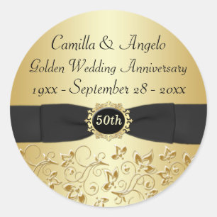 50 Jahre Gold, Black 1.5" Round Sticker
