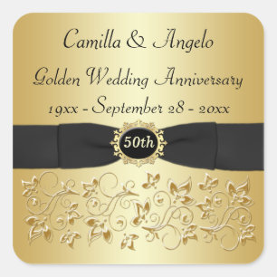 50 Jahre Gold, Black 1,5" Square Sticker