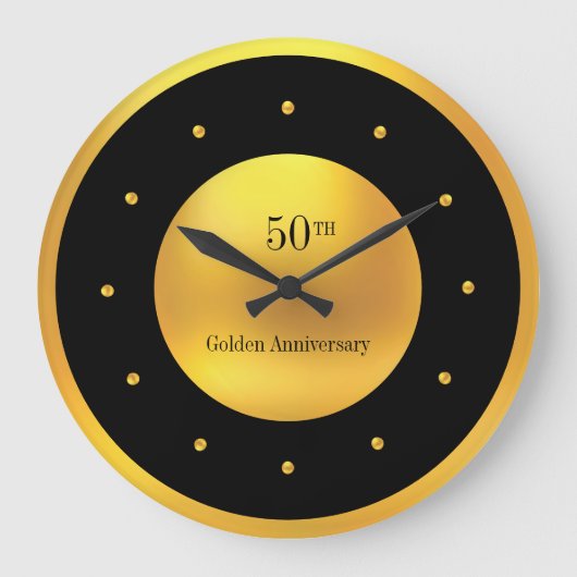 50 Jahre Gold & Black Große Wanduhr (Vorderseite)