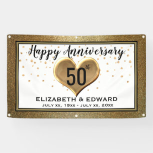 50 Jahre Gold Confetti - Hanging Banner