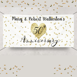 50 Jahre Gold Confetti Hochzeit Empfang Banner