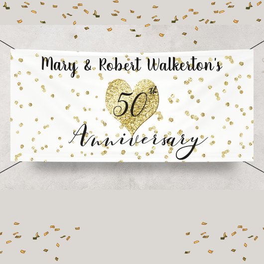 50 Jahre Gold Confetti Hochzeit Empfang Banner