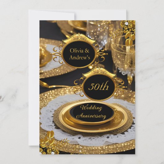 50 Jahre Gold Diamond Dinner Party Einladung (Vorderseite)