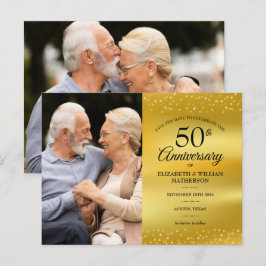50 Jahre Gold Foil Save the Date 2 Foto Ankündigungspostkarte