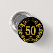 50 Jahre Gold Glitzer Jubiläum Button (Vorne & Hinten)