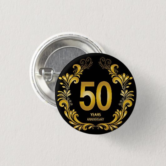 50 Jahre Gold Glitzer Jubiläum Button (Vorne & Hinten)