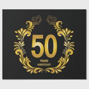 50 Jahre Gold Glitzer Jubiläum Geschenkpapier