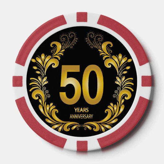 50 Jahre Gold Glitzer Jubiläum Pokerchips (Vorderseite)