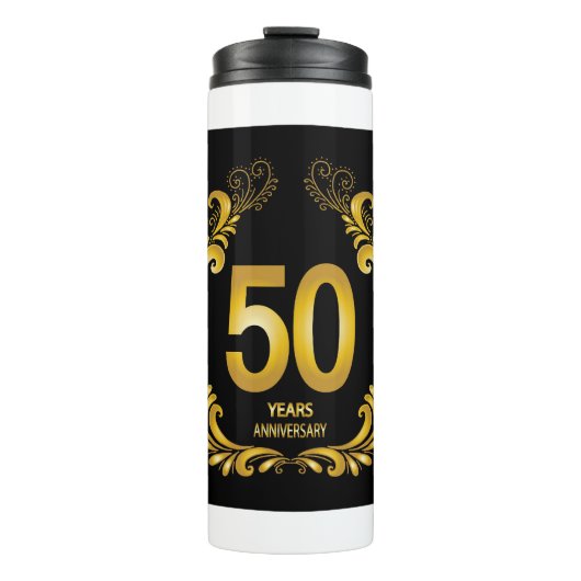 50 Jahre Gold Glitzer Jubiläum Thermosbecher (Vorderseite)