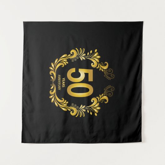 50 Jahre Gold Glitzer Jubiläum Wandteppich (Vorderseite (Horizontal))