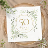 50 Jahre Gold Greenery Blätter Aquarell Serviette