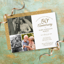 50 Jahre Gold Heart Confetti 3 Foto Einladung