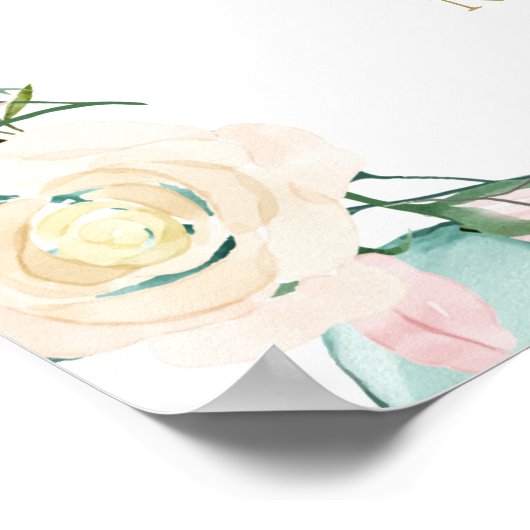 50 Jahre Gold Heart Floral Begrüßungszeichen Poster (Ecke)