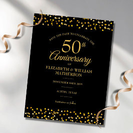 50 Jahre Gold Hearts Save the Date Ankündigungspostkarte