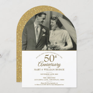 50 Jahre Gold Hearts Wedding Foto Arch Einladung